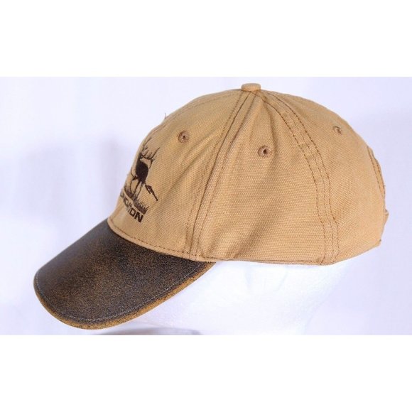 Rocky Mountain Elk Federation Adjustable Trucker Hat Ball Cap Tan Brown - Picture 3 of 8